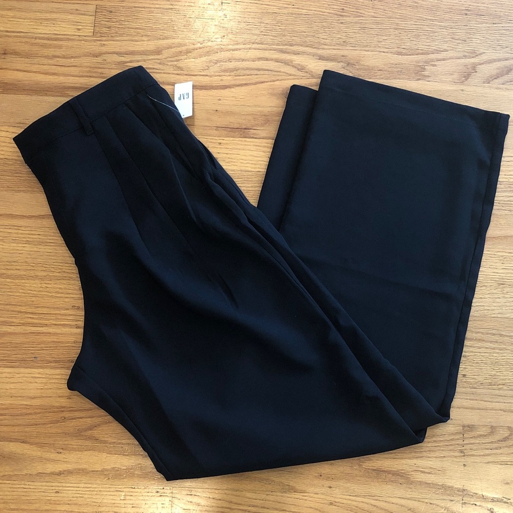 GAP Black Wide-Leg Easy Crepe Trousers, 12 tall